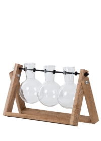 Набор 3-х вазочек на деревянной подставке AGG100 Esschert Design фото