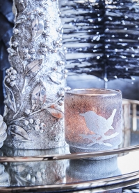 Новогодний стеклянный подсвечник Frostine Bird Smoked Grey Lene Bjerre фото