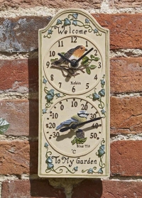 Часы уличные настенные с термометром с птичками Birdberry Smart Garden фото