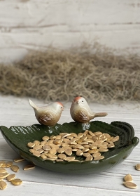 Купальня для птиц керамическая садовая Лист с птичками FB561 Esschert Design фото