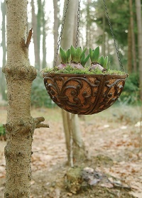 Кашпо подвесное чугунное с кокосовой вставкой для выращивания цветов BPH26 Esschert Design (Нидерланды) фото